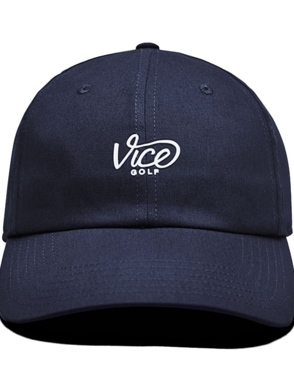 Vice Golf Dad Cap Navy Blue White Logo Adjustable 100% Cotton Golf Hat